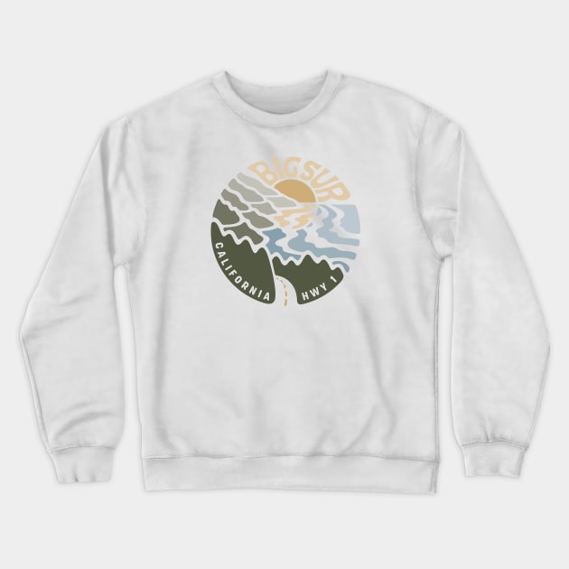 Big Sur California HWY 1 Crewneck Sweatshirt by Double Overhead